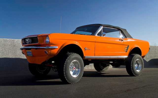 Orange mustang truck black top free wallpaper - medium preview image