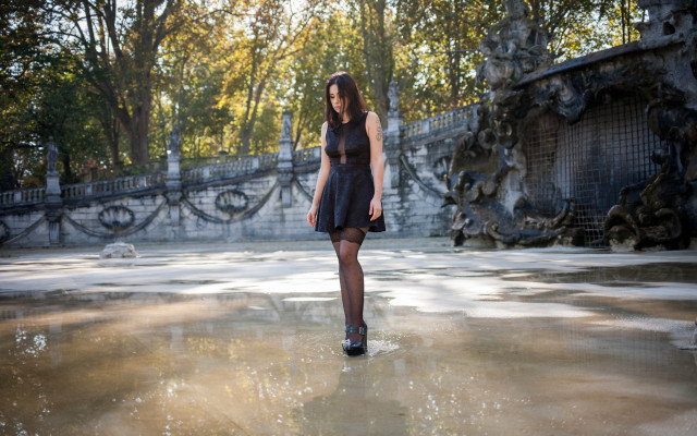 Gothic woman pool urban bridge free wallpaper - medium preview image