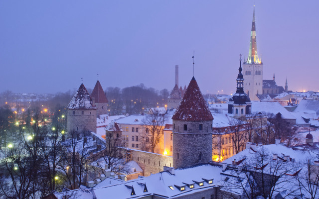 City lights snow night architecture free wallpaper - medium preview image