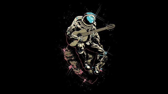 Skeleton guitar astronaut space sky free wallpaper - medium preview image