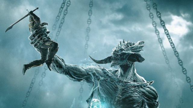 Fantasy statue chains sword monster free wallpaper - medium preview image