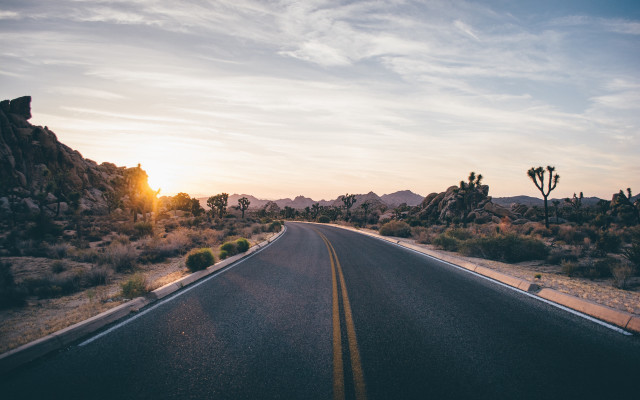 Mountain road sunset clouds city free wallpaper - medium preview image