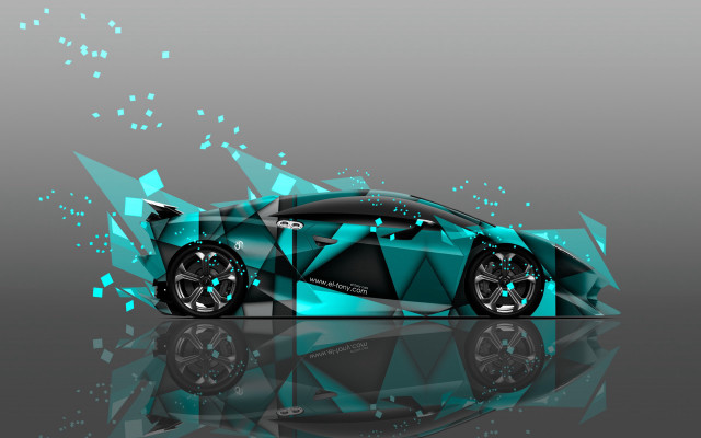 Futuristic car deconstructivism blue black free wallpaper - medium preview image