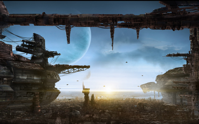 Sci fi afrofuturism cityscape mattepainting free wallpaper - medium preview image