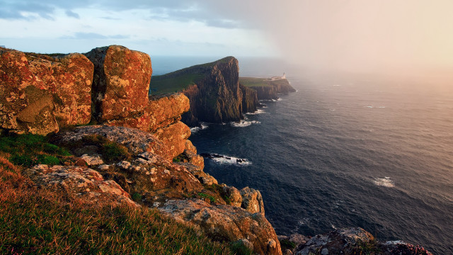 Rocky cliff overlooking ocean mountain free wallpaper - medium preview image