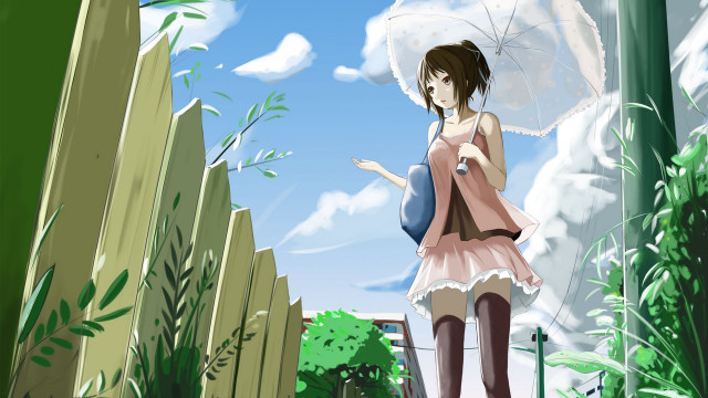 Pink dress umbrella anime gothic free wallpaper - medium preview image