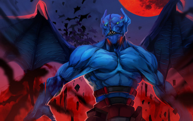 Demonic blue winged man red free wallpaper - medium preview image