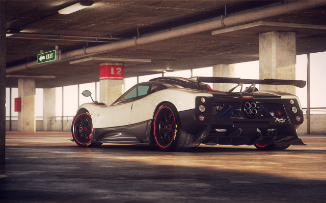 White sports car parking garage #12 free wallpaper - medium preview image
