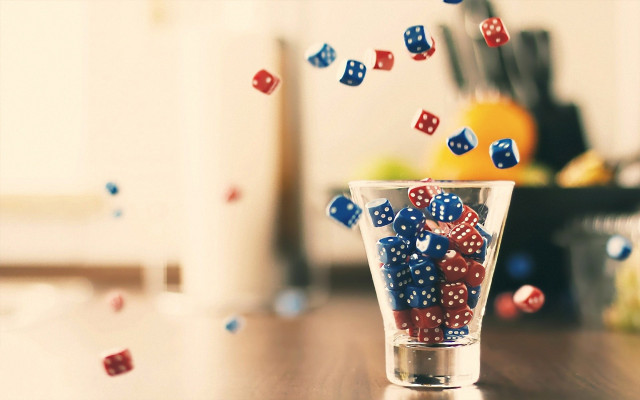 Glass dices wooden table vase free wallpaper - medium preview image