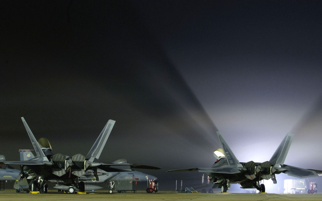 Fighter jets runway night atmospheric free wallpaper - medium preview image