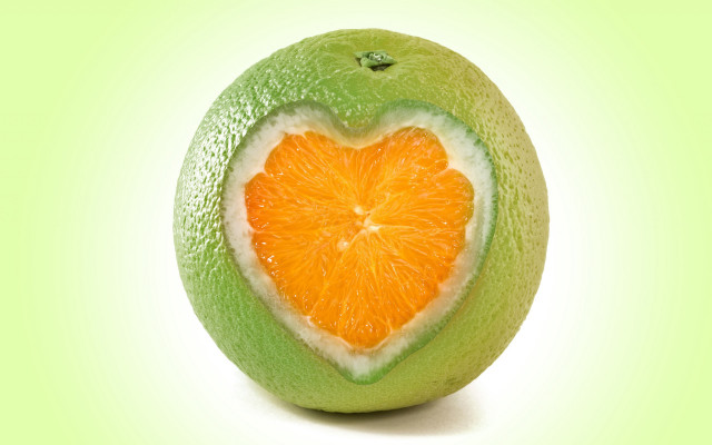 Lime heart halved green background free wallpaper - medium preview image