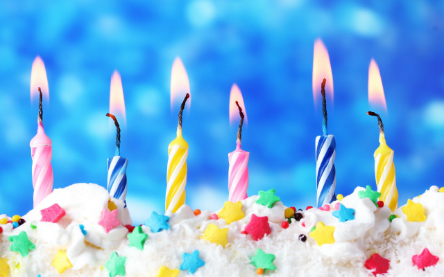 Birthday cake candles stars blue free wallpaper - medium preview image