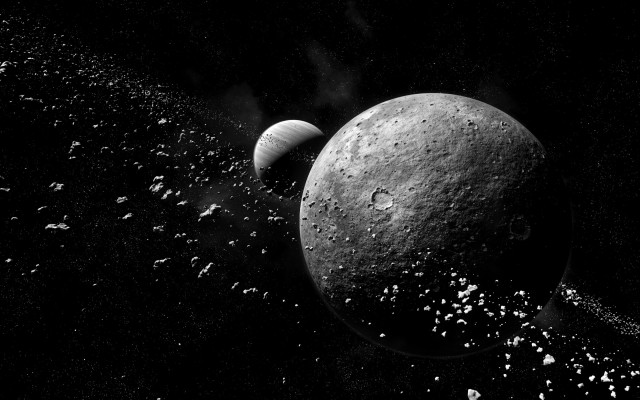 Black and white planets stars free wallpaper - medium preview image