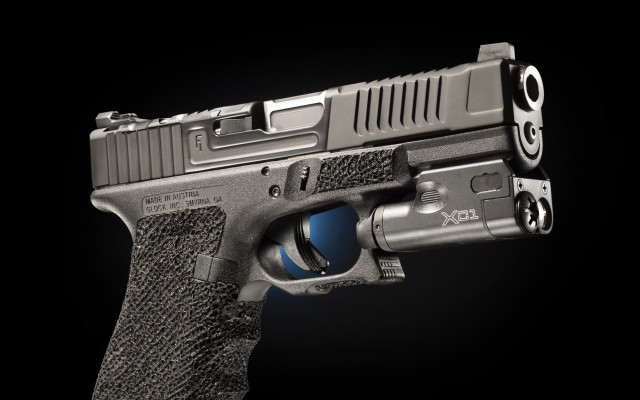 Gun blue light photorealism render free wallpaper - medium preview image