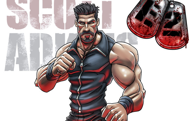Bearded man pointing red shoes free wallpaper - medium preview image