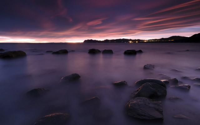 Sunset mountain river water rocks free wallpaper - medium preview image