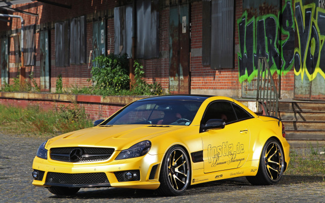 Yellow mercedes slk graffiti staircase free wallpaper - medium preview image