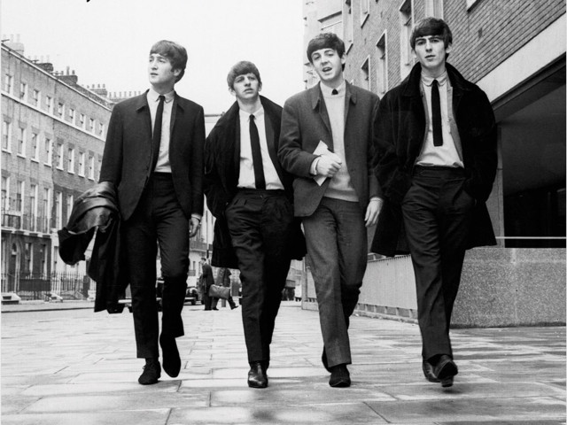 Men walking suits ties sidewalk free wallpaper - medium preview image