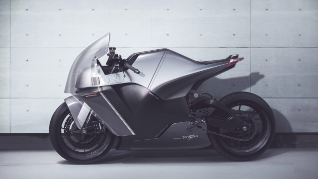 Futuristic motorcycle garage concrete door free wallpaper - medium preview image