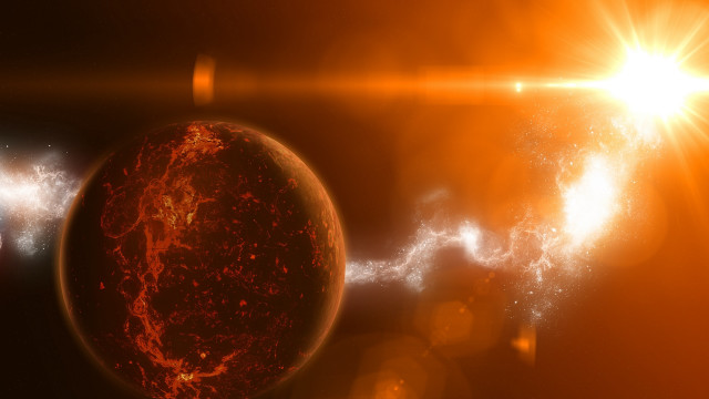 Red planet sunlight space art free wallpaper - medium preview image