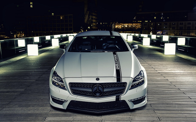 White car bridge night lights free wallpaper - medium preview image