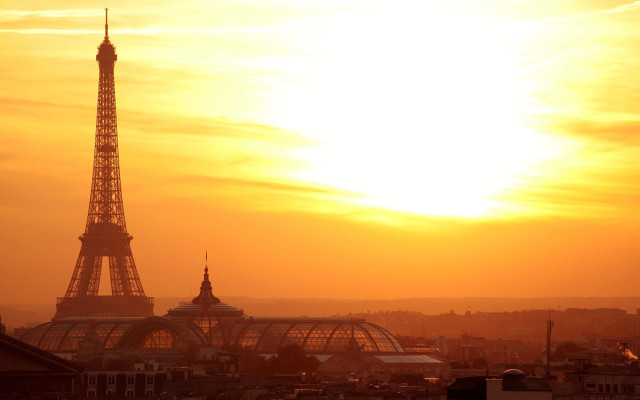 Eiffel tower sunset paris cityscape free wallpaper - medium preview image