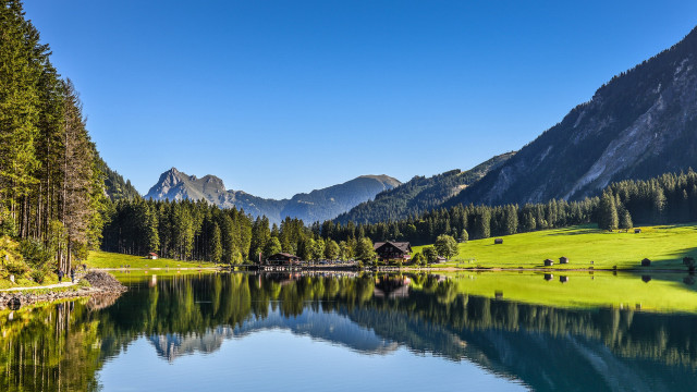Lake mountains trees blue sky #41 free wallpaper - medium preview image