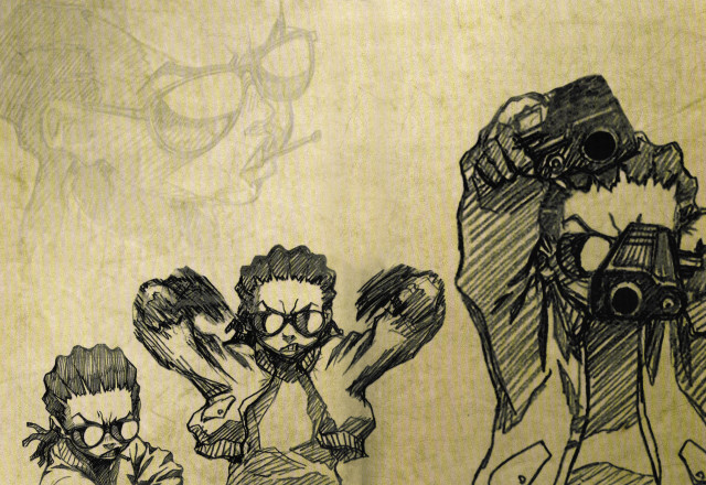 People camera gun drawing art free wallpaper - medium preview image