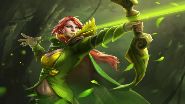 Green elf woman forest splash free wallpaper - medium preview image