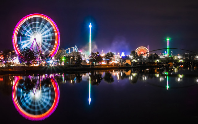 Ferris wheel city lights night free wallpaper - medium preview image