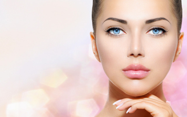 Woman blue eyes pink flower free wallpaper - medium preview image