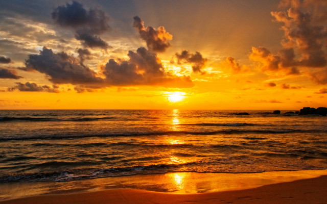 Sunset ocean clouds beach island free wallpaper - medium preview image