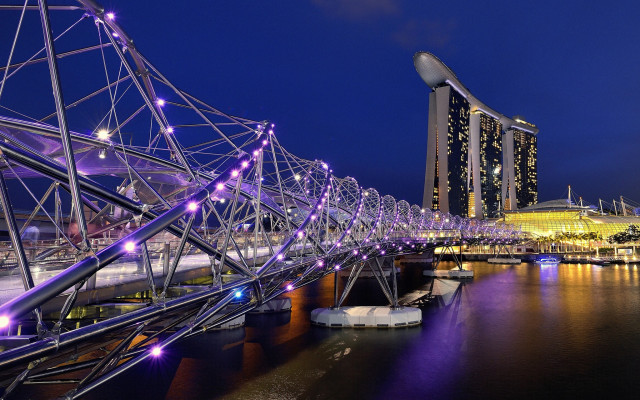 Adrian zingg bridge cityscape night free wallpaper - medium preview image
