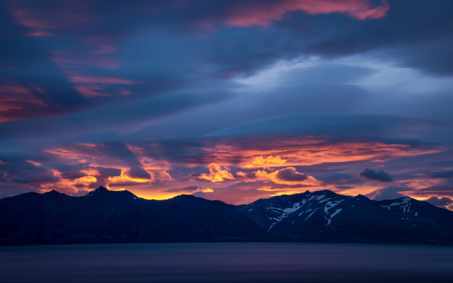 Sunset mountain range water clouds #2 free wallpaper - medium preview image