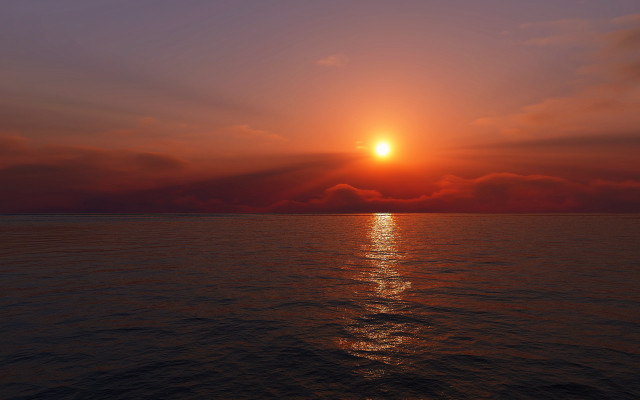 Sunset ocean boat clouds horizon #5 free wallpaper - medium preview image
