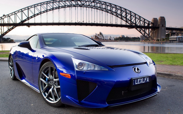 Blue sports car bridge background free wallpaper - medium preview image
