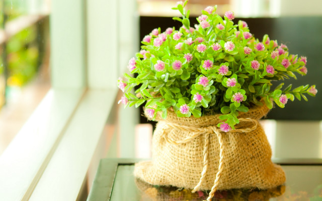 Flower bag on table blurry free wallpaper - medium preview image