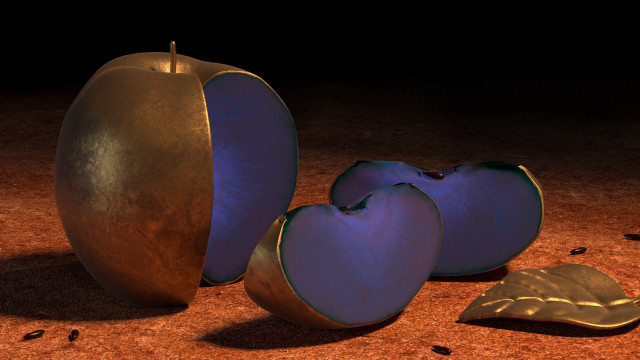 Fruit on brown floor raytraced free wallpaper - medium preview image