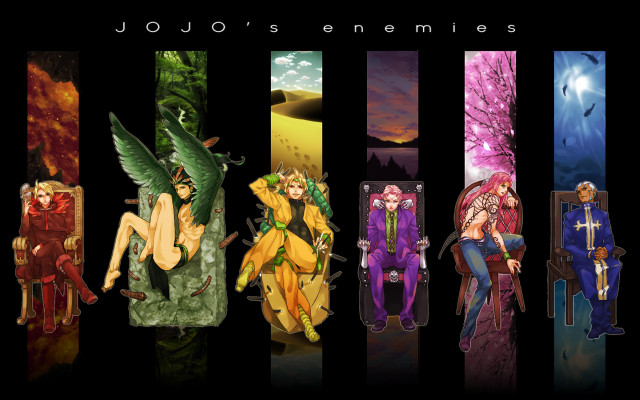 Anime characters colorful diverse sizes free wallpaper - medium preview image
