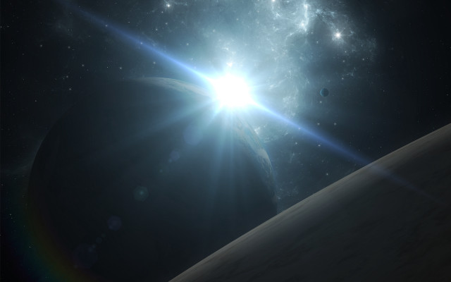 Bright sun distant planet space #2 free wallpaper - medium preview image