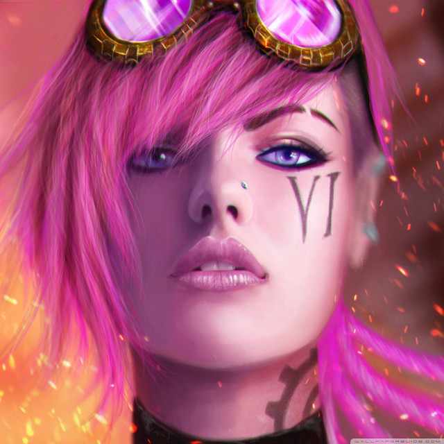 Woman pink hair goggles name free wallpaper - medium preview image