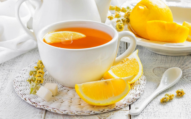 Cup tea lemons teapot white free wallpaper - medium preview image