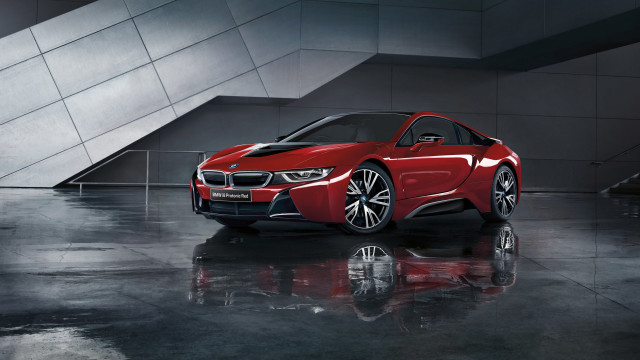 Red car shiny floor dark free wallpaper - medium preview image