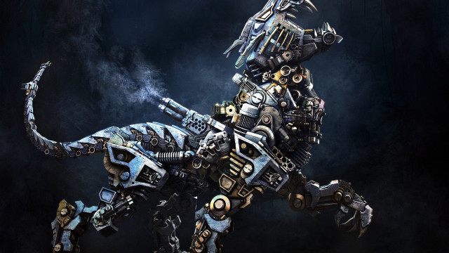 Robot dog cyberpunk mechanical gun free wallpaper - medium preview image