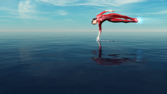Handstand water moon sky 3d free wallpaper - medium preview image