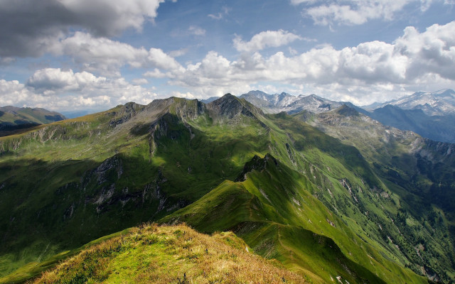 Mountain range grassy slope clouds #2 free wallpaper - medium preview image
