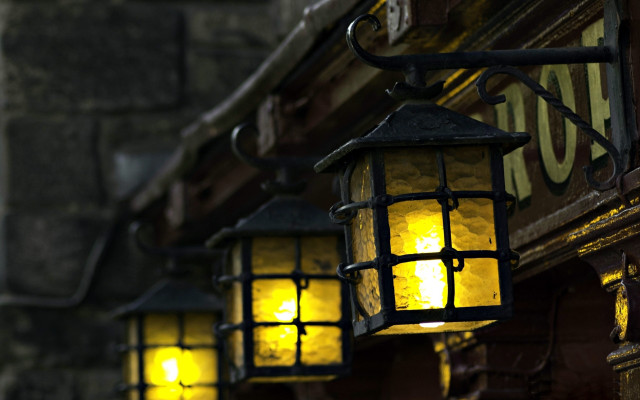 Yellow lights brick wall clock free wallpaper - medium preview image