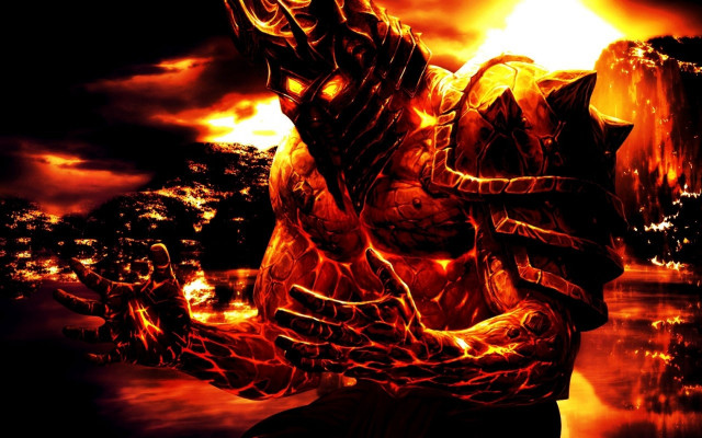 Demonic creature fire chain burnt free wallpaper - medium preview image