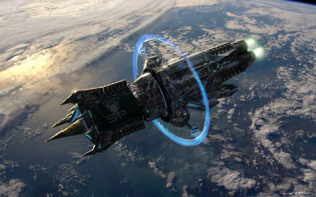 Spaceship ring starktrek space art free wallpaper - medium preview image