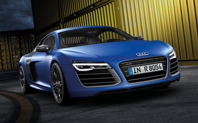 Blue car yellow building black free wallpaper - medium preview image
